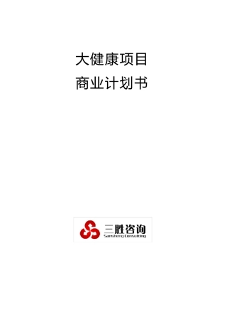 大健康项目商业计划书