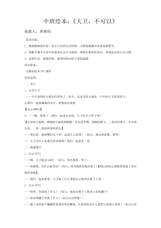 大卫不可以绘本教案