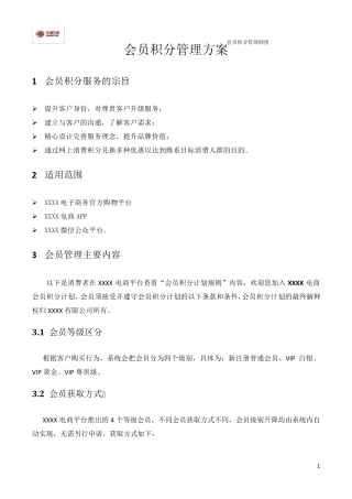 大型企业电商B2BB2C会员积分管理制度2015