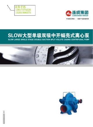 大型单级双吸中开蜗壳式离心泵SLOW2系列