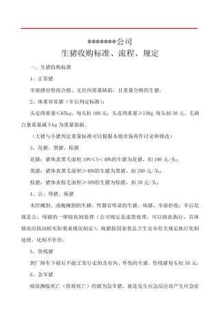 大型屠宰公司生猪收购标准、流程、规定