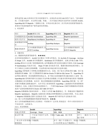 大型应用工程GIS软件开发平台选型对比