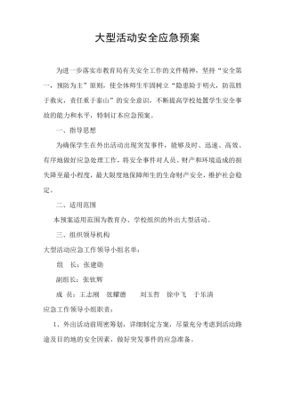 大型活动安全应急预案