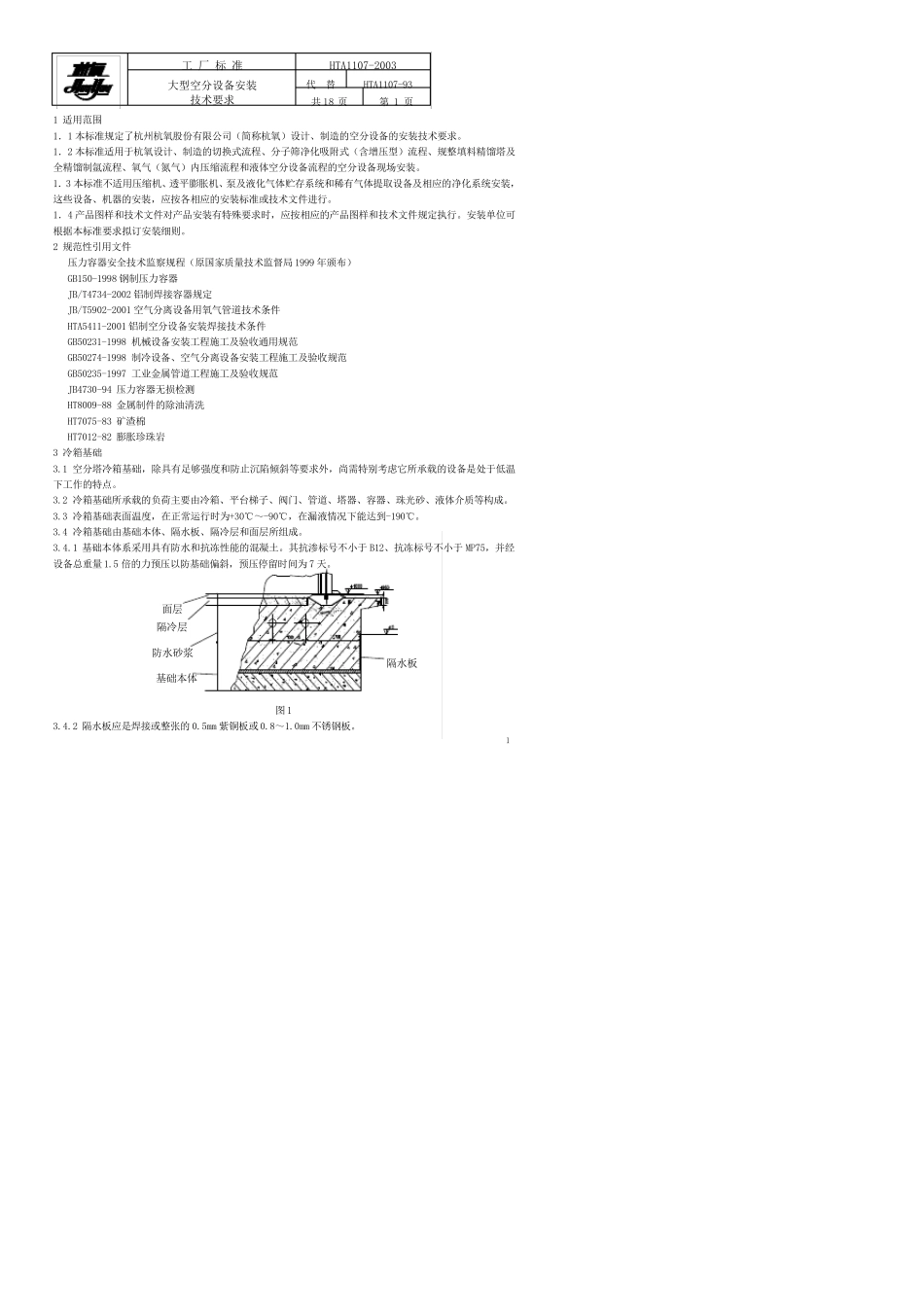 大型空分设备安装技术规范(杭氧工厂标准)HTA11072003_第1页