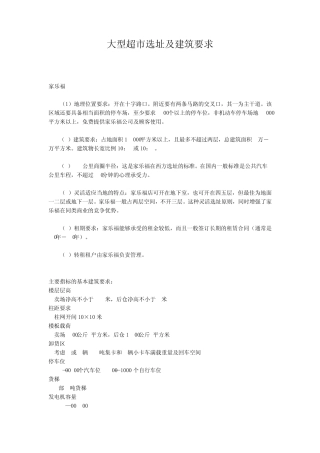 大型超市选址及建筑要求