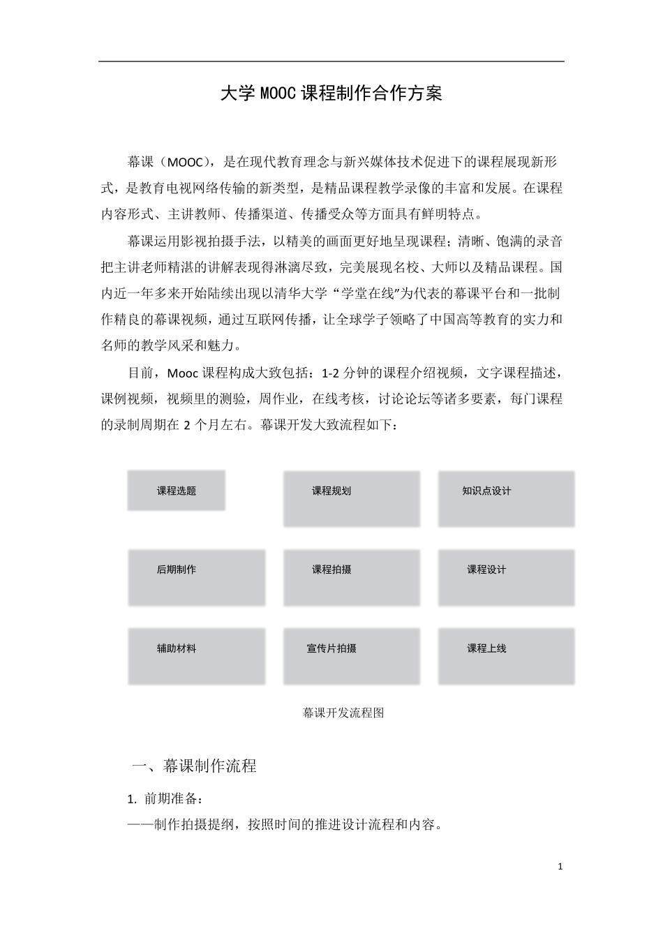 大学MOOC课程制作合作方案_第1页