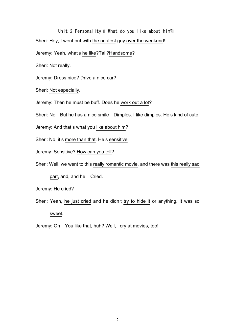 大学体验英语听说教程2(第二版)听力原文(最后两题)_第2页