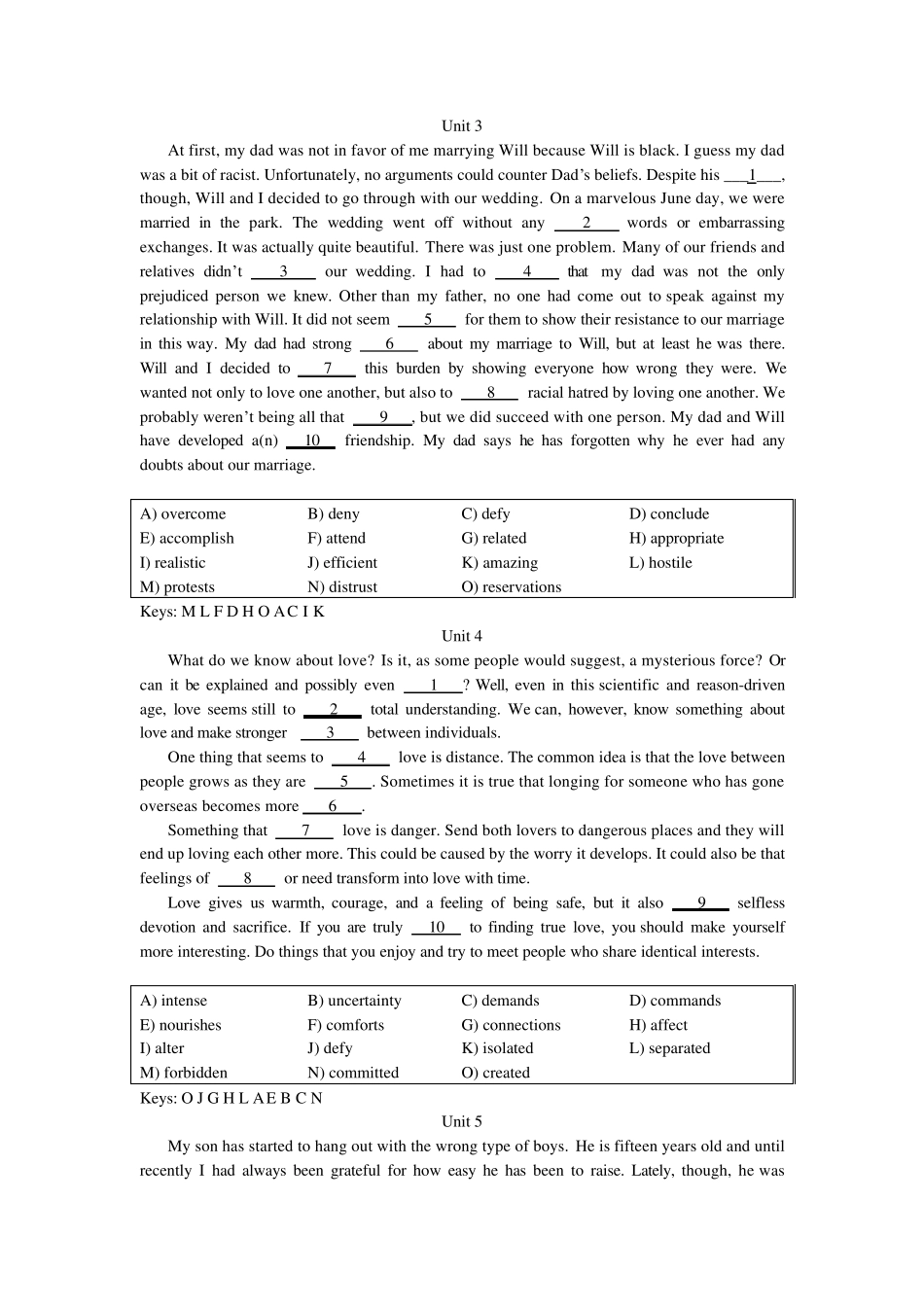 大学四级英语选词填空部分_第2页