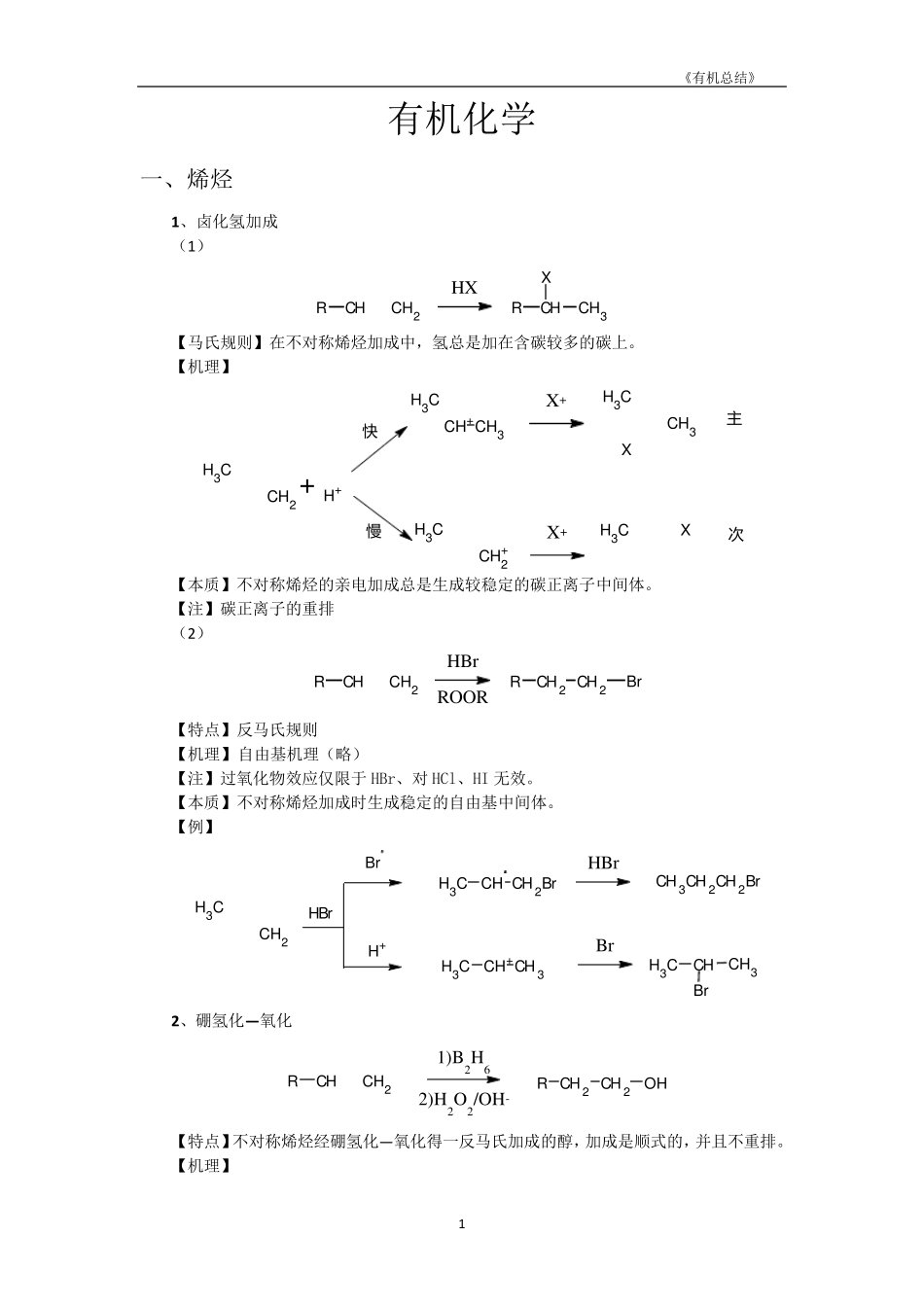 大学有机化学反应方程式总结(较全)_第1页