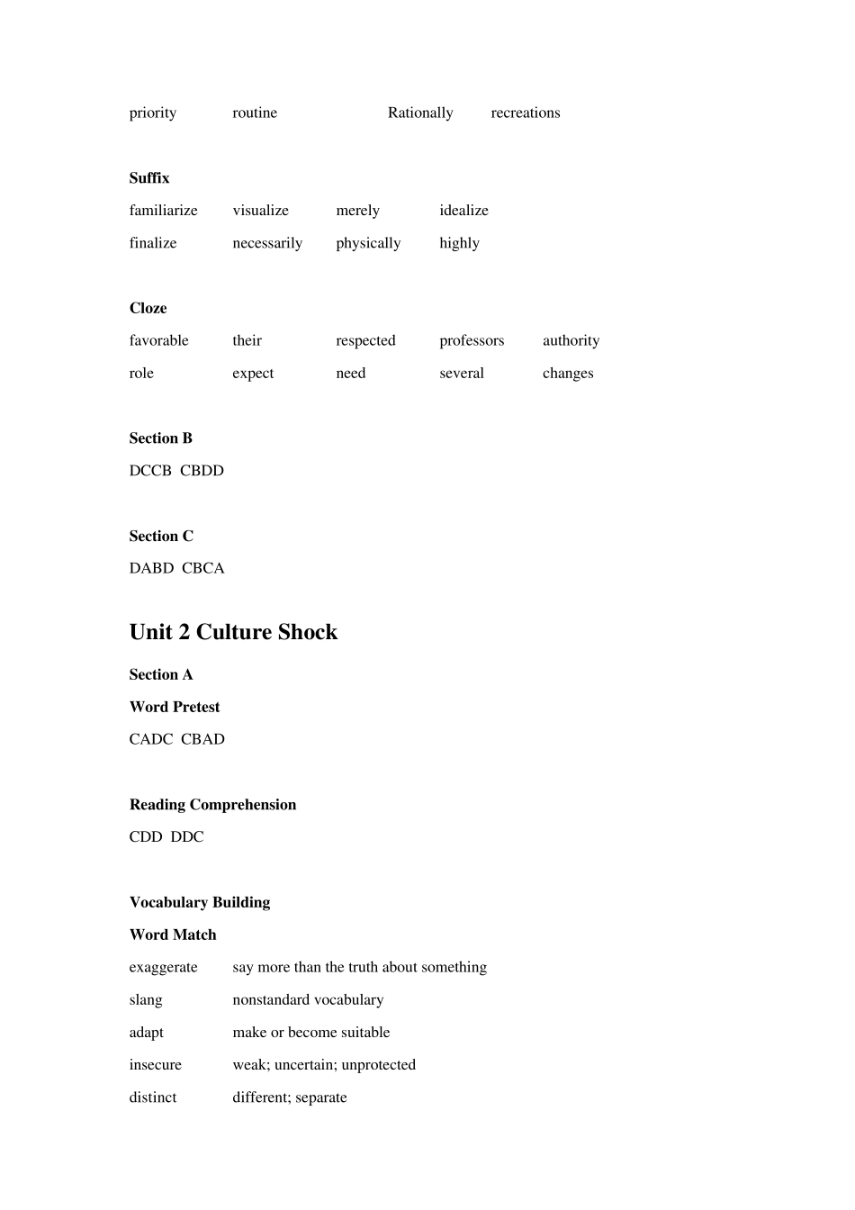 大学泛读教程1练习答案(王守仁_高虹编)_第2页