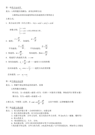 大学物理1复习要点