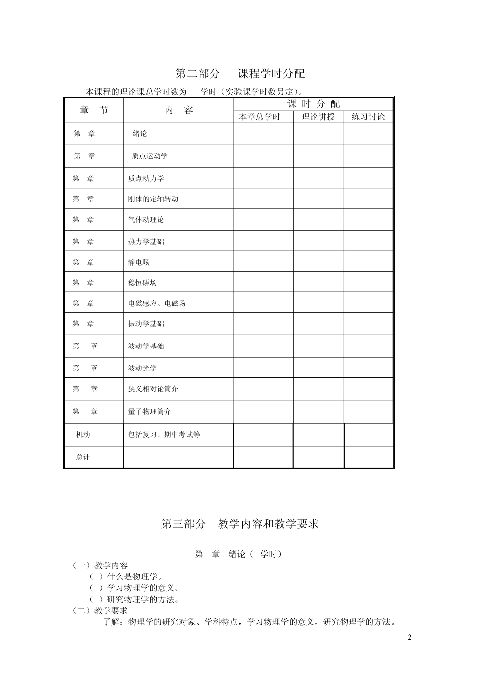 大学物理学教学大纲_第2页