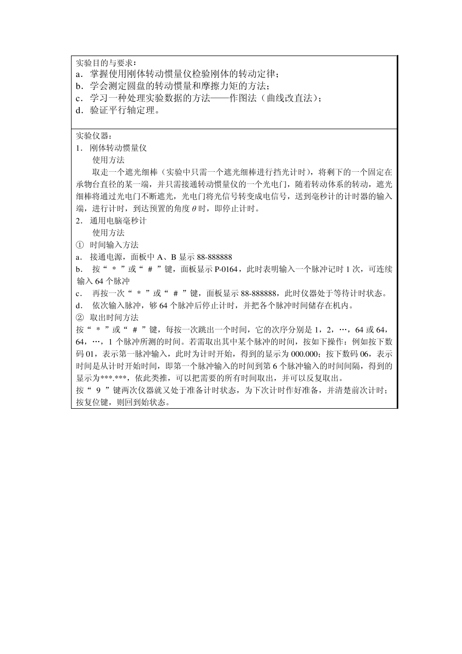 大学物理实验报告刚体转动定律_第2页