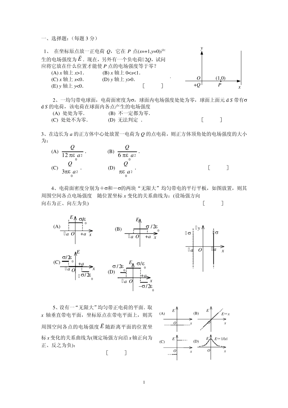 大学物理静电学题库及答案_第1页