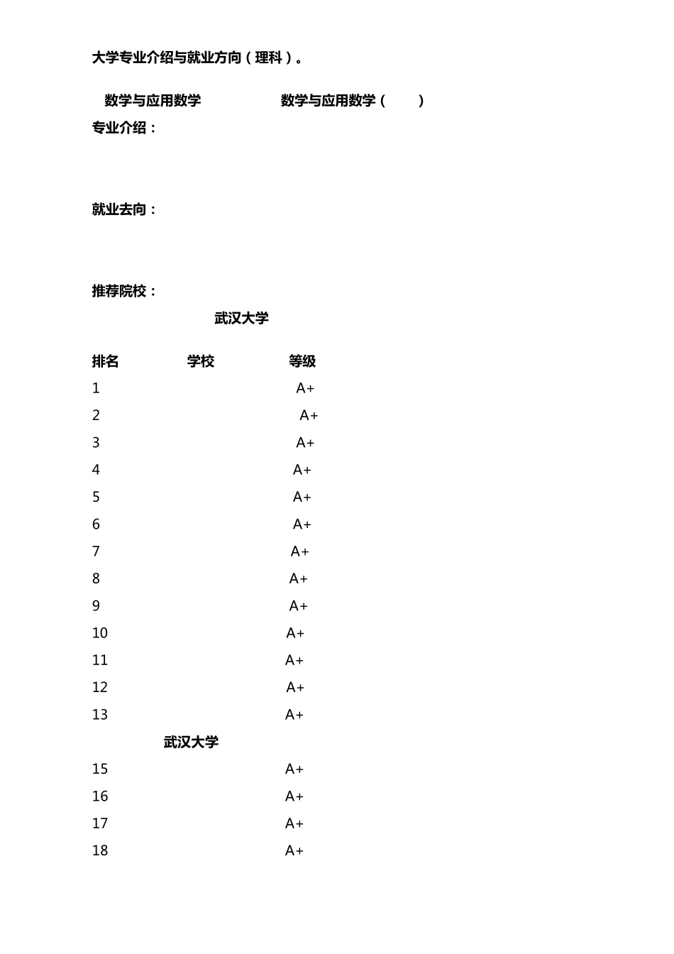 大学理科专业介绍、排名及就业方向_第1页