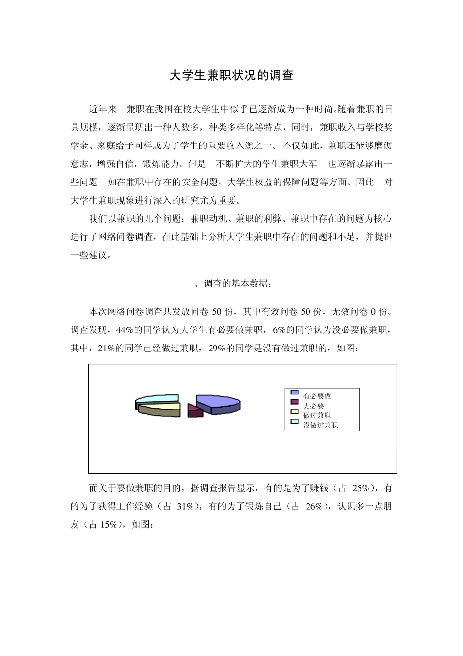大学生兼职情况的调查报告_第1页