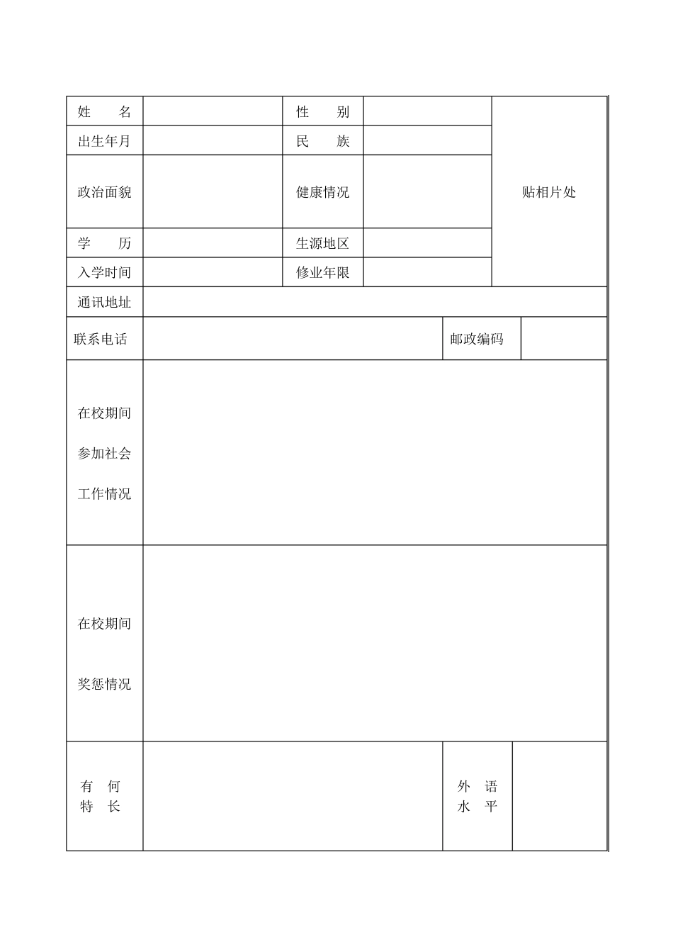 大学生就业推荐表模板_第3页