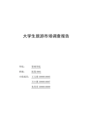 大学生旅游市场调查报告