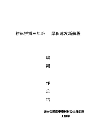大学生村官聘期工作总结