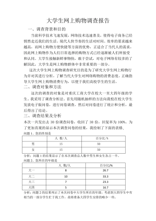 大学生网购社会调查报告