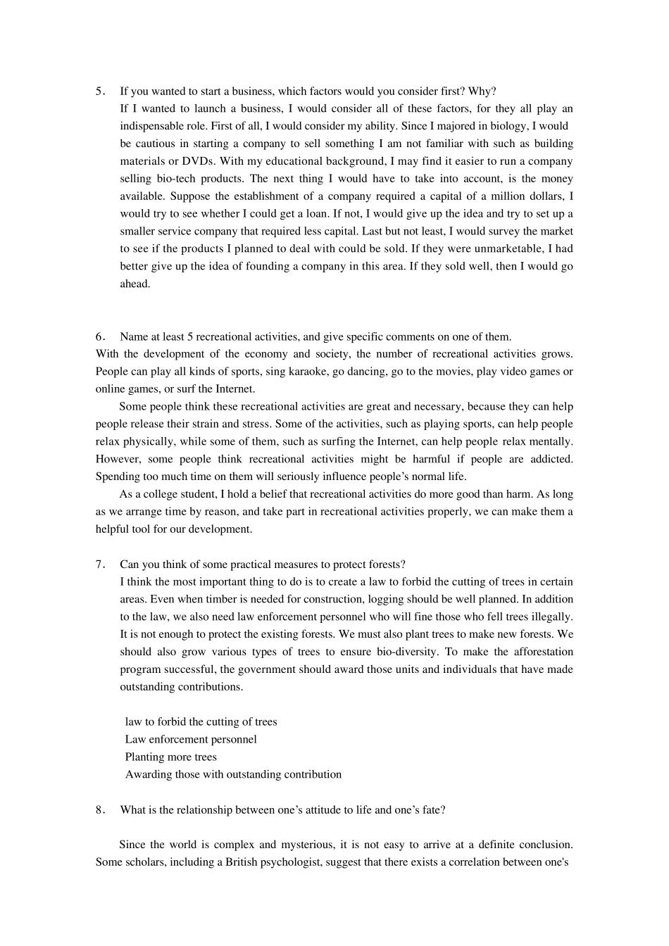 大学生英语口语考试一些话题及答案_第2页