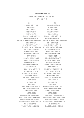 大学生辩论赛经典辩题200