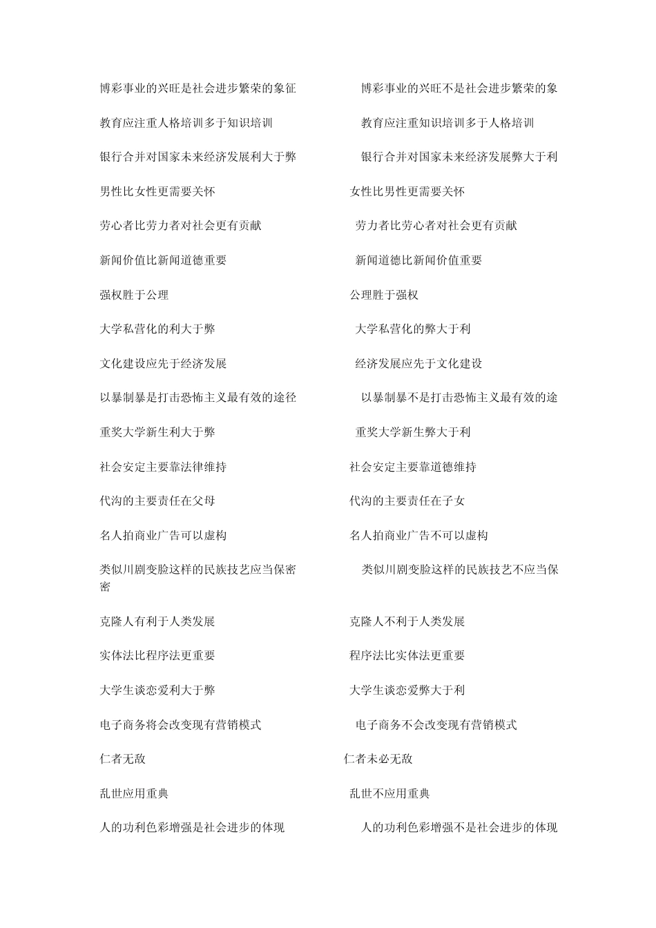 大学生辩论赛题目大全2006_第3页