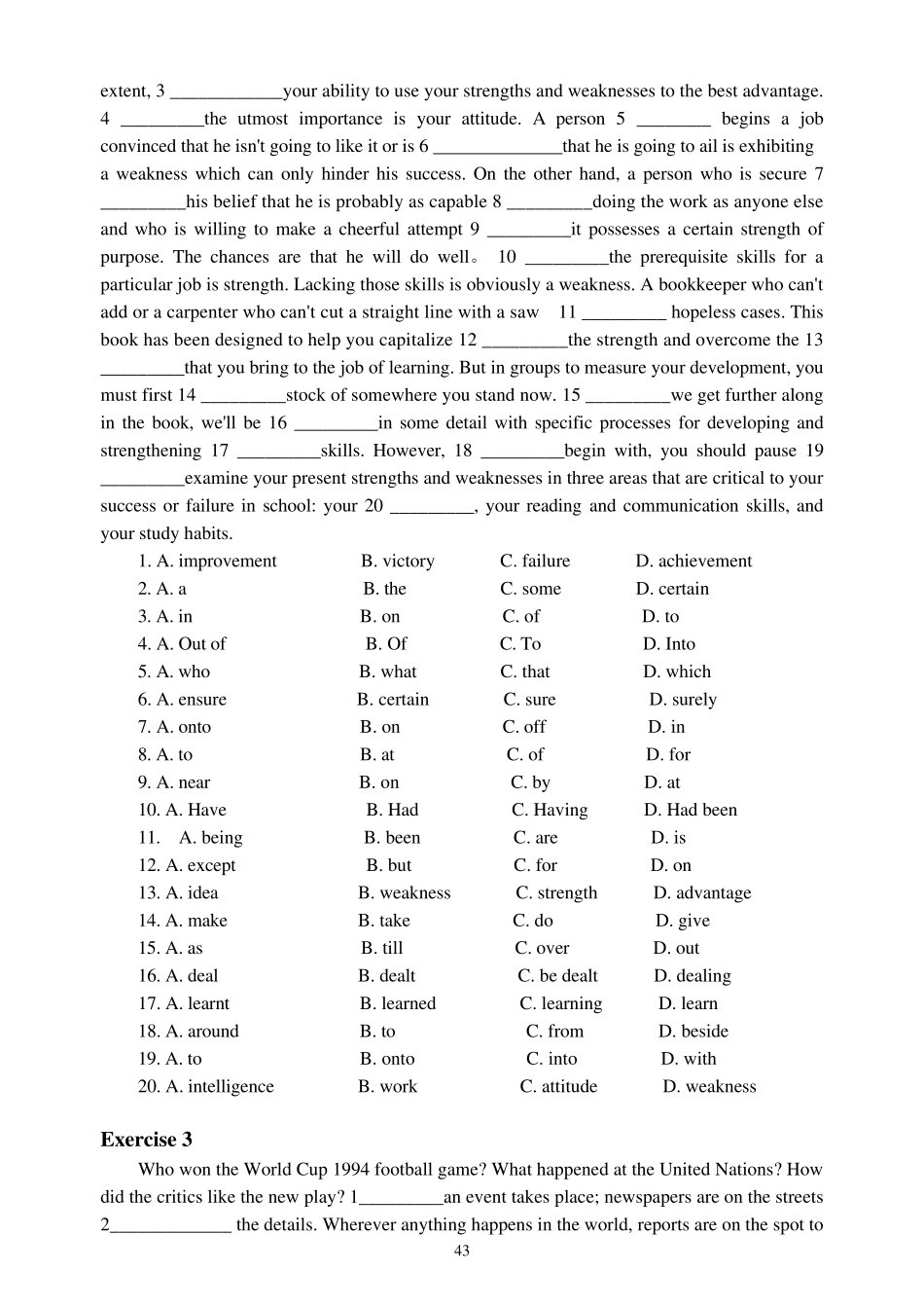大学英语Cloze练习与答案_第2页