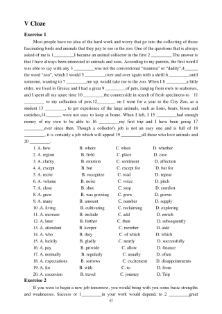 大学英语Cloze练习与答案