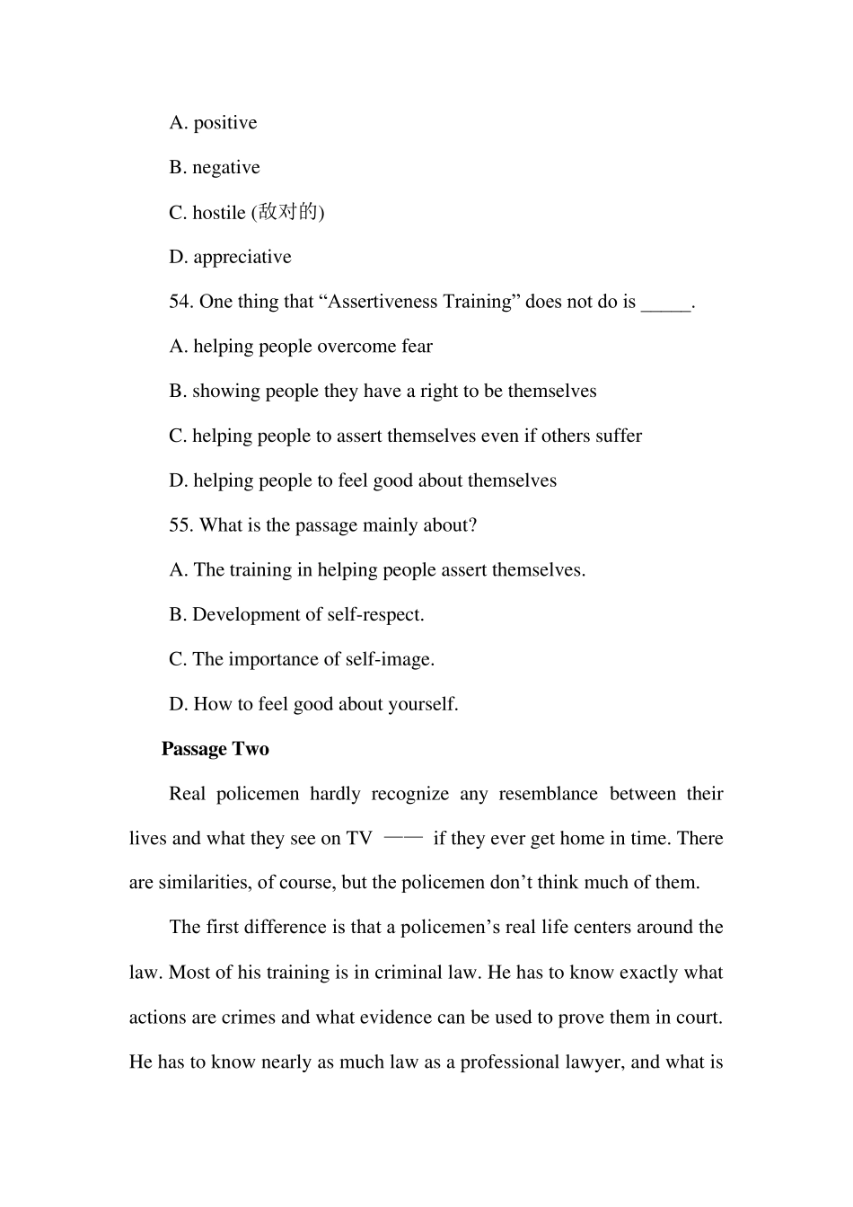 大学英语三期末试卷阅读理解_第3页