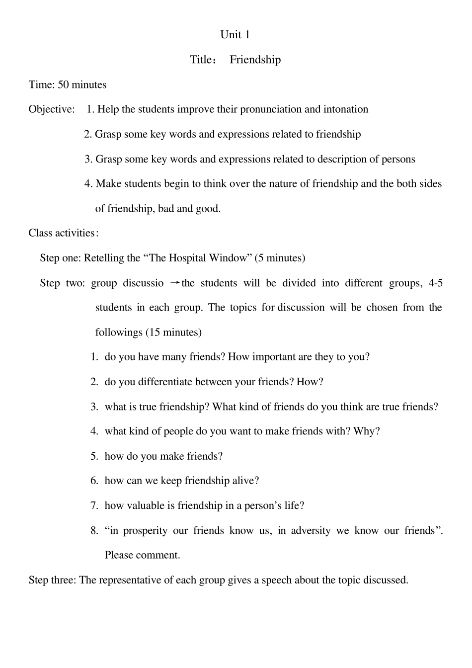 大学英语全新版第四册听说教程口语教案_第1页