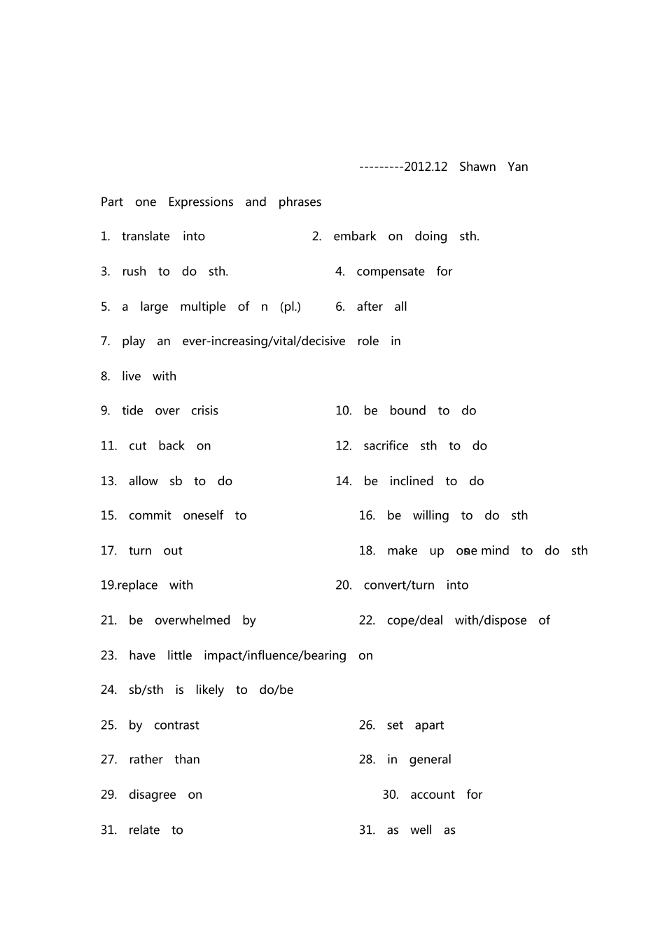 大学英语六级考试高频短语和句型_第1页