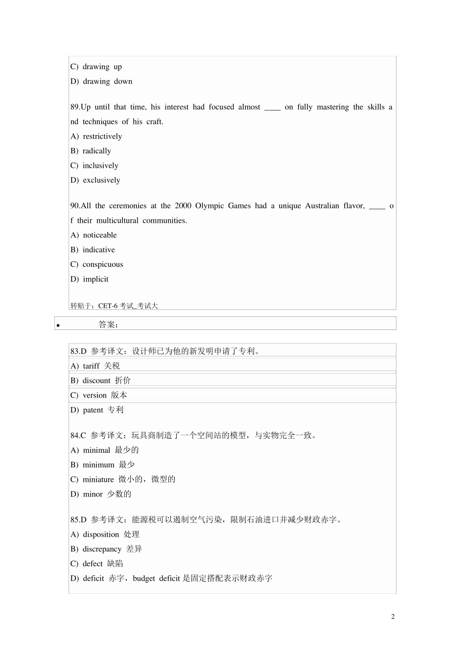 大学英语六级词汇真题练习题_第2页