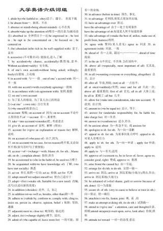 大学英语六级高频词组