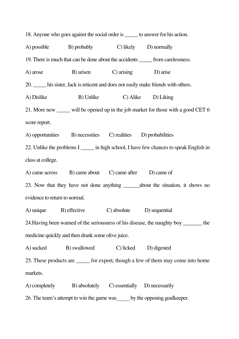 大学英语四六级测试实训选择题题集提高词汇量_第3页