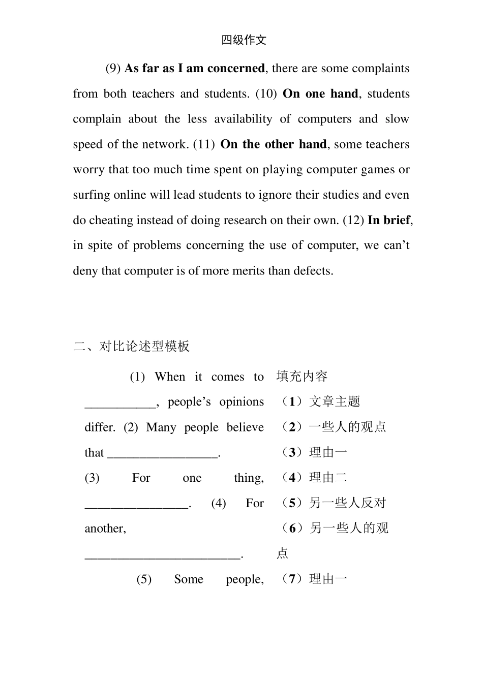 大学英语四级作文各类型模版及范文_第3页