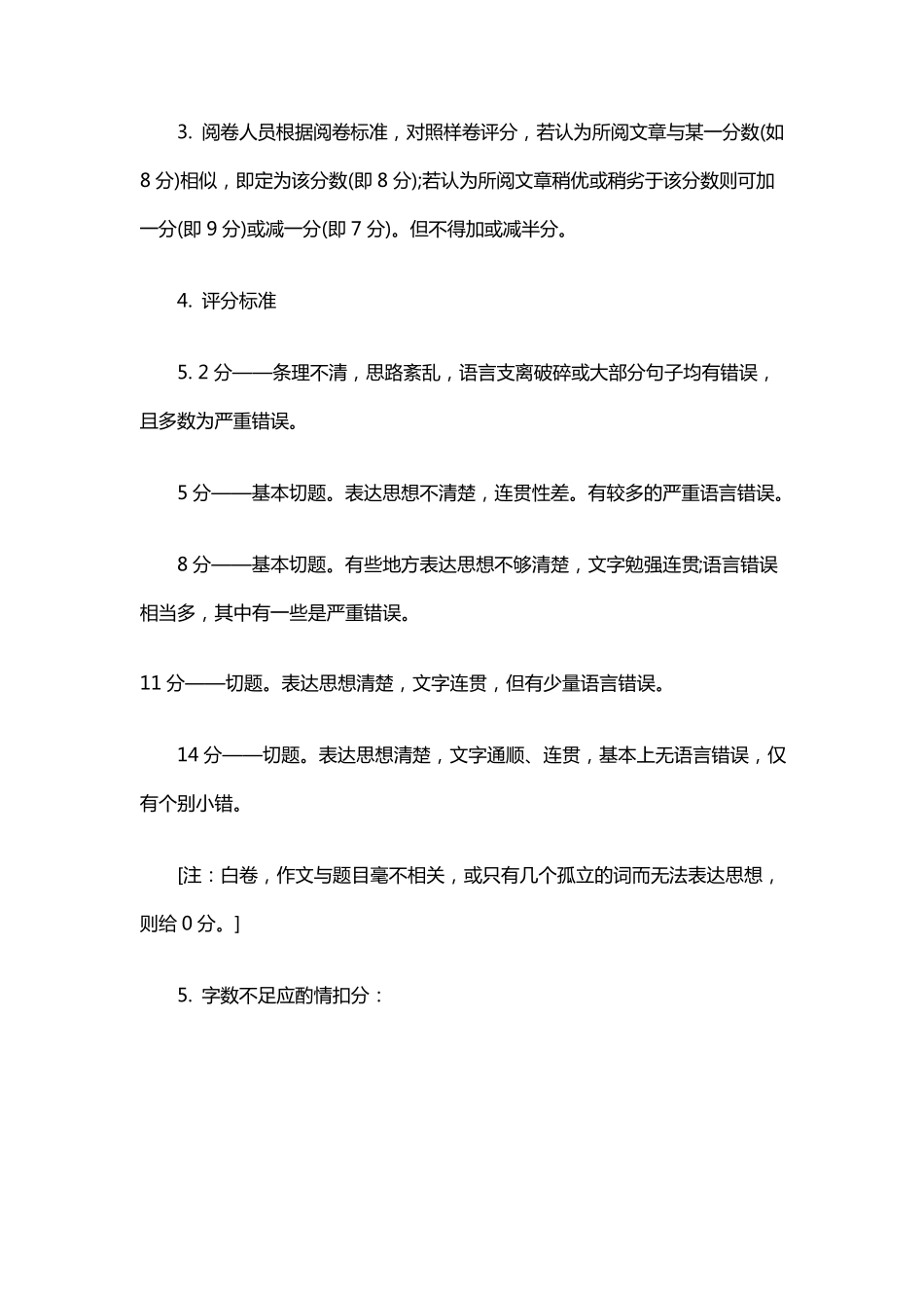 大学英语四级作文评分标准_第2页