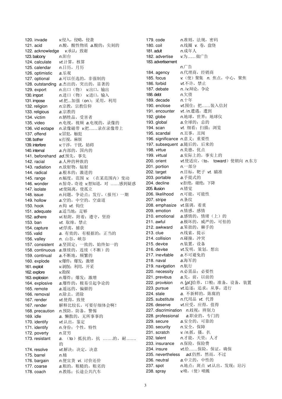 大学英语四级考试核心单词700个(绝对有用)_第3页