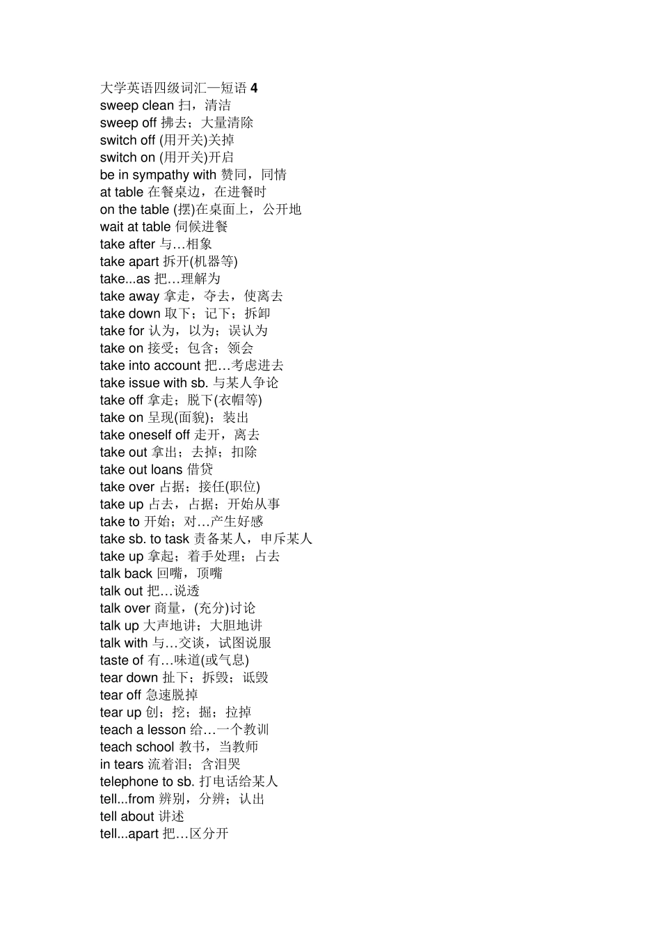 大学英语四级词汇短语乱序版_第1页