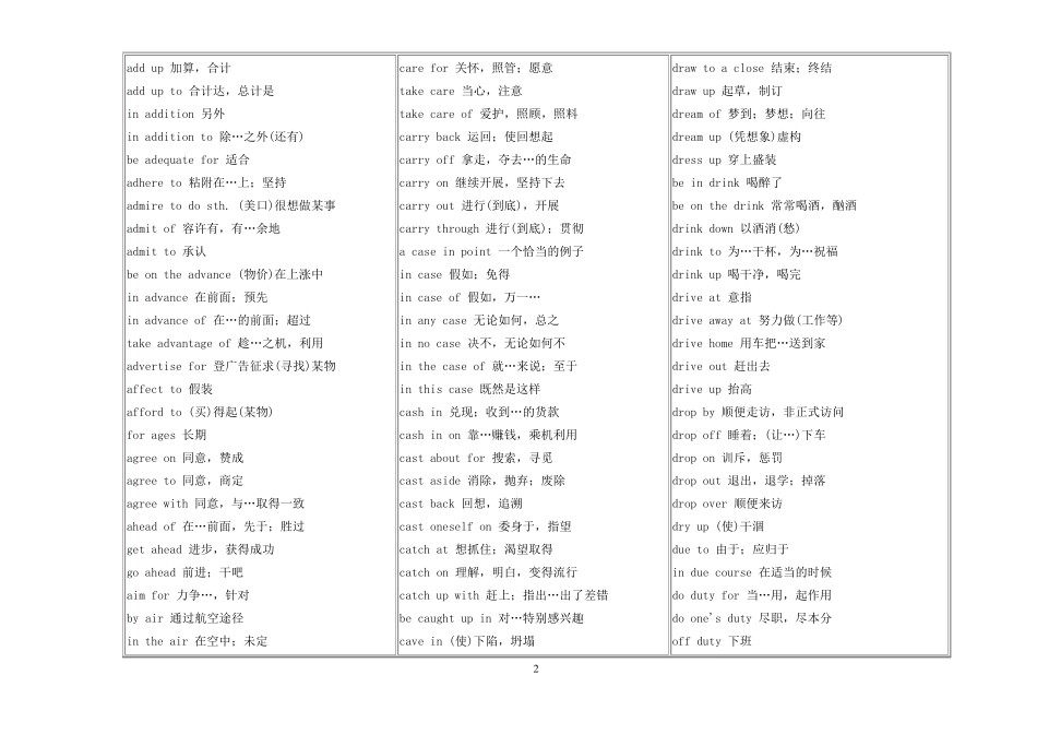 大学英语四级词汇短语大全_第2页