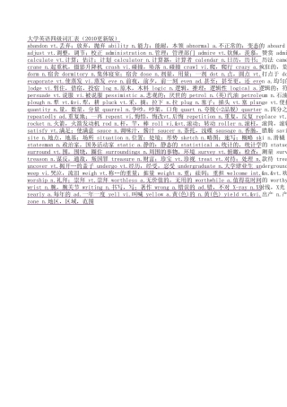 大学英语四级词汇表(2010更新版)1