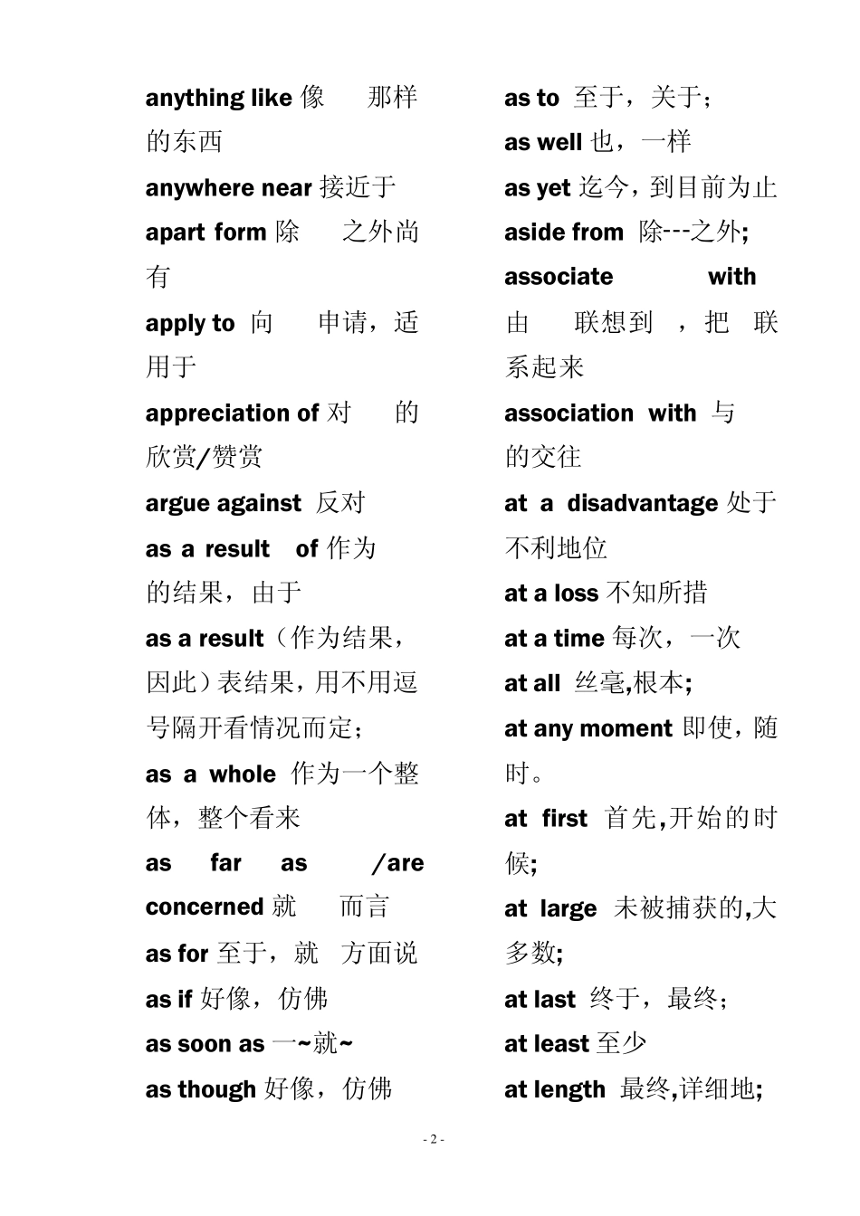 大学英语四级词组及固定搭配2011汇总_第2页