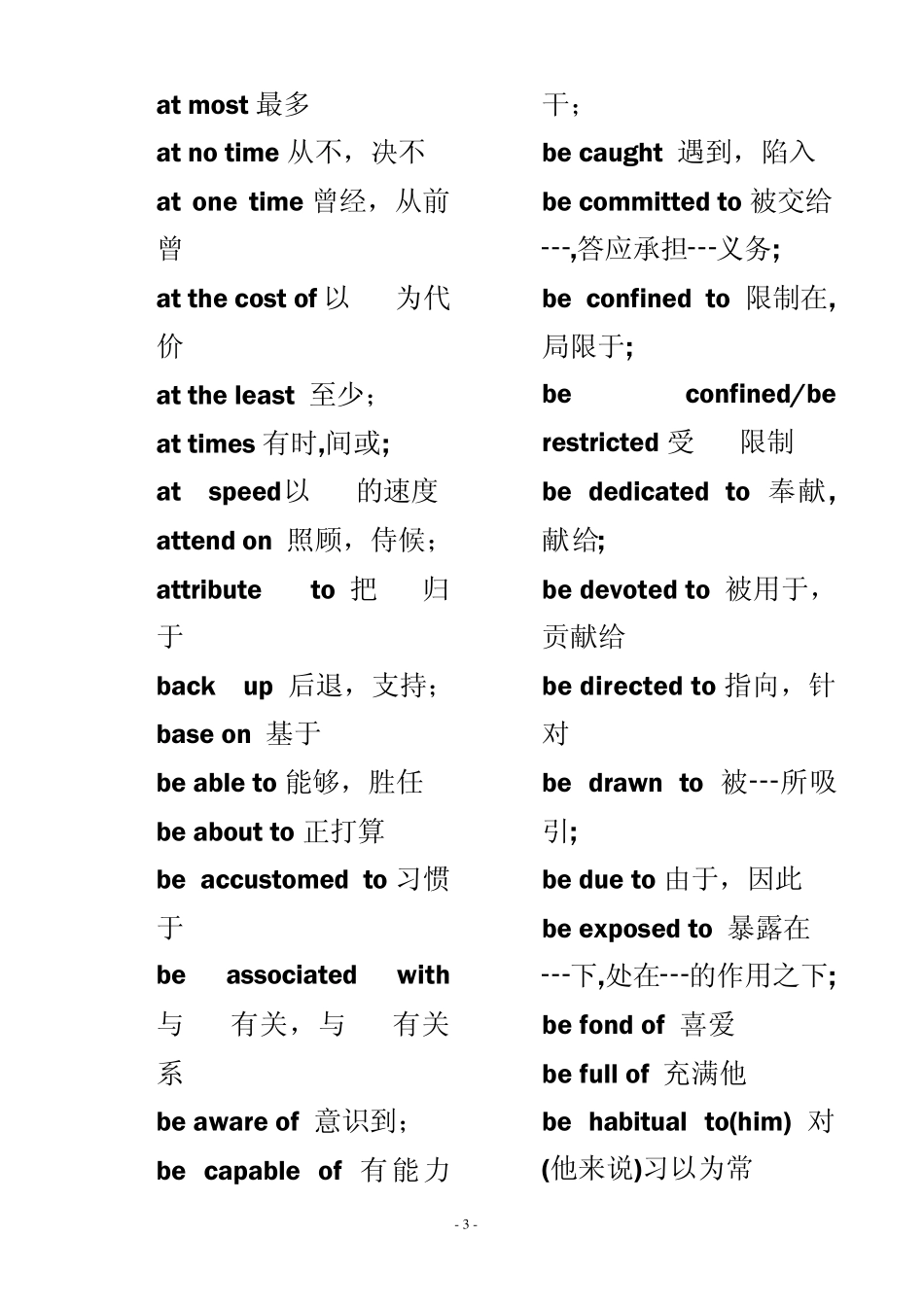 大学英语四级词组及固定搭配2011汇总_第3页