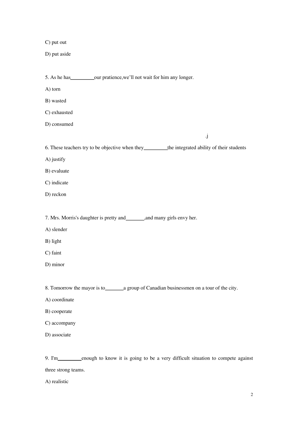 大学英语四级选择题训练_第2页