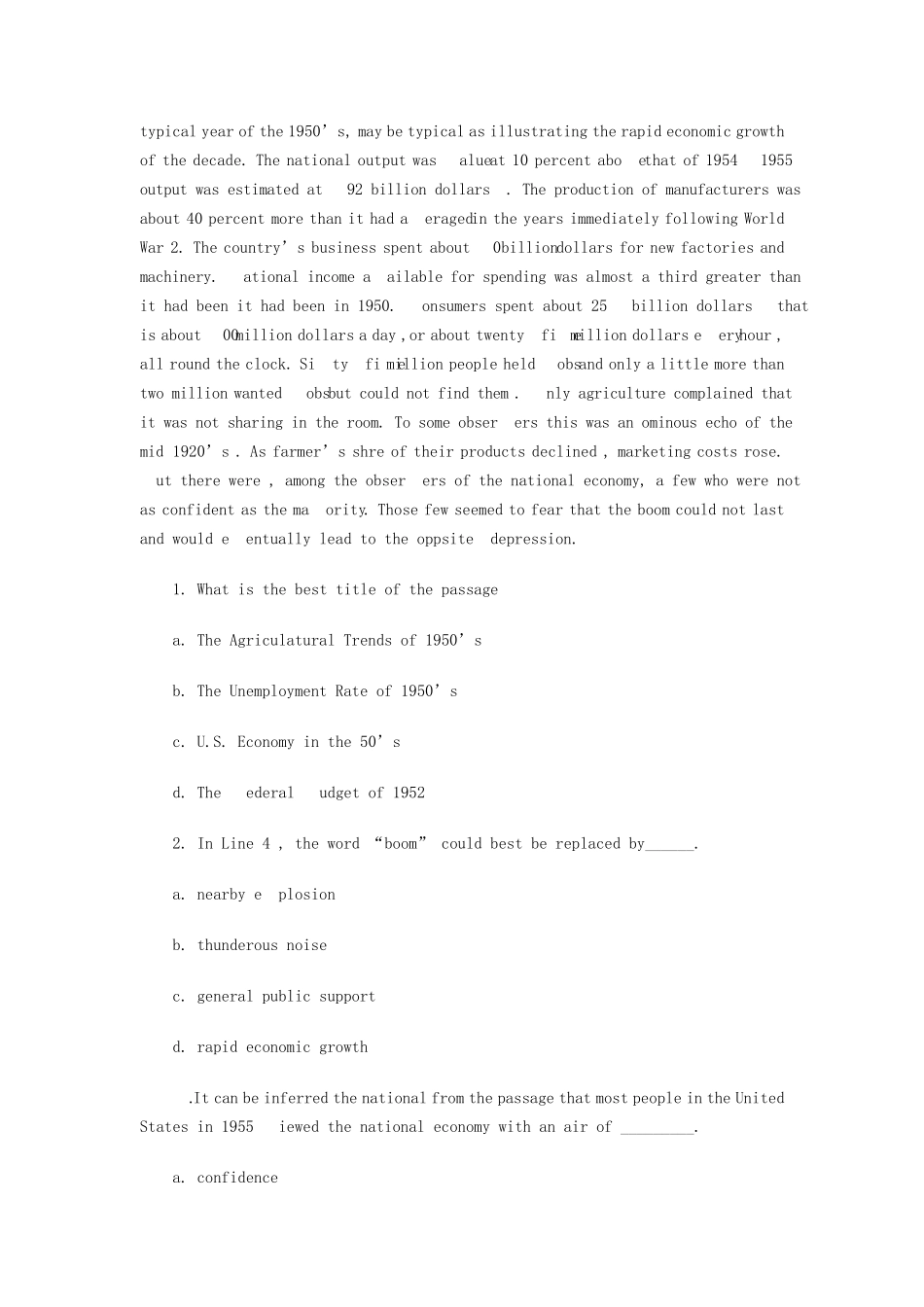 大学英语四级阅读理解试题及答案1_第3页