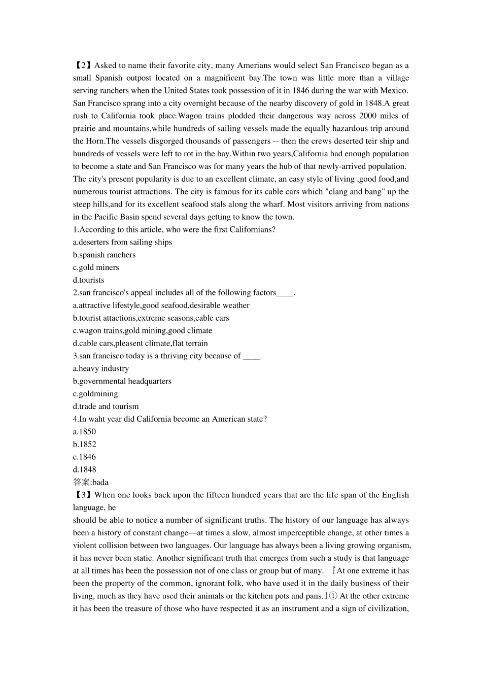 大学英语四级阅读练习题_第2页
