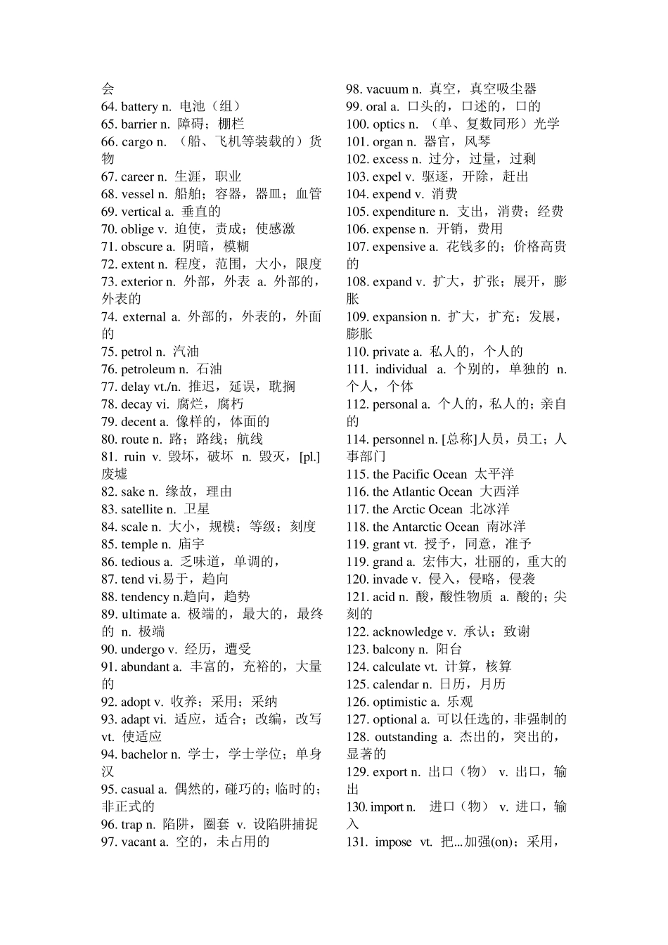 大学英语四级高频词汇(乱序版)_第2页