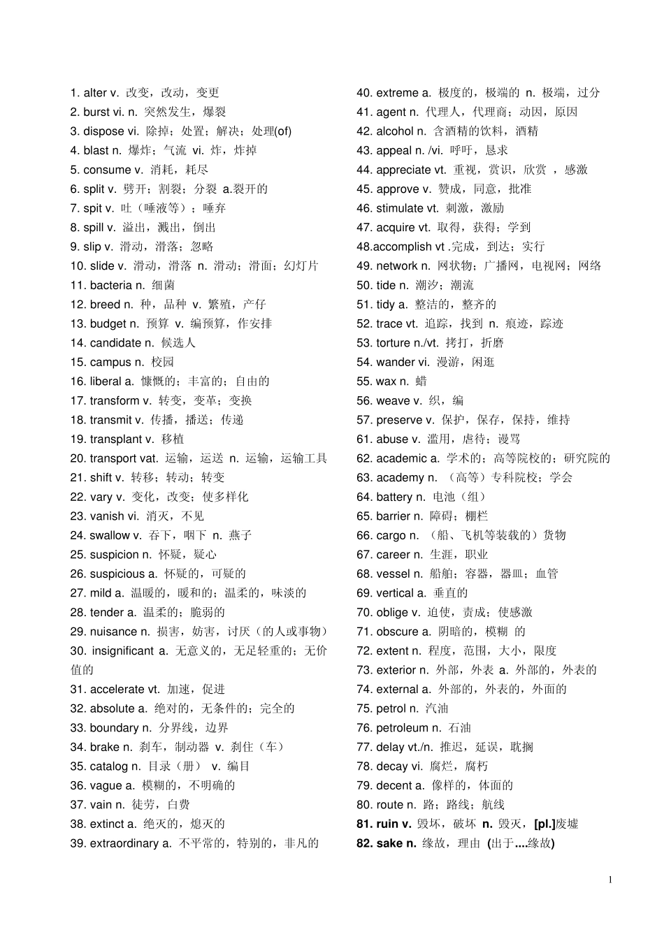大学英语四级高频词汇700_第1页