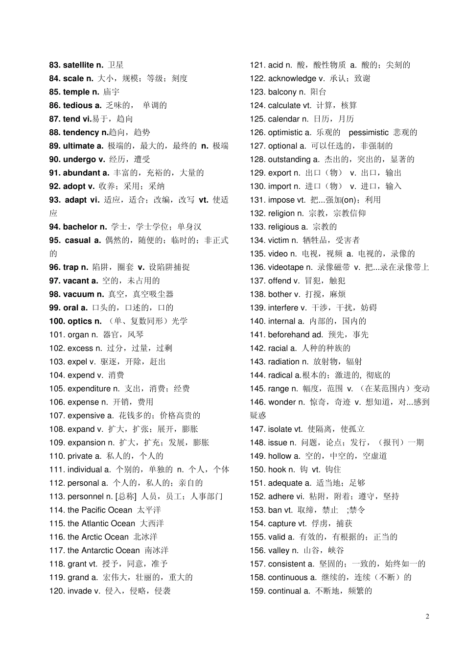大学英语四级高频词汇700_第2页