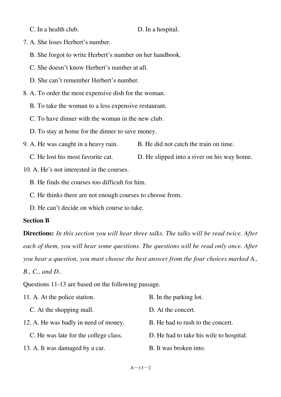 大学英语期末试卷及答案_第2页